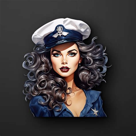 Vintage Navy Pin Up Girl Sticker Piggy Print Stickers