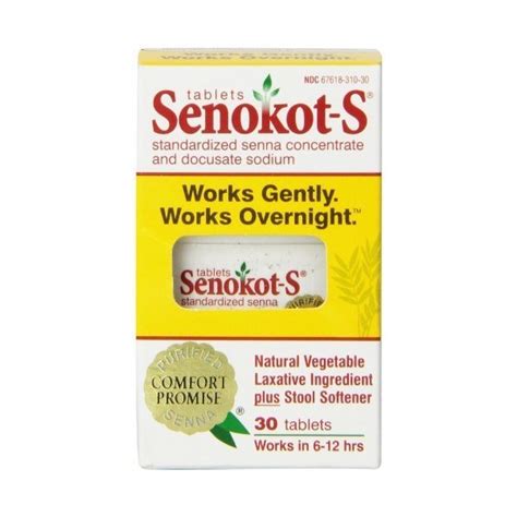 Senokot S Natural Vegetable Laxative Ingredient Plus Stool Softener