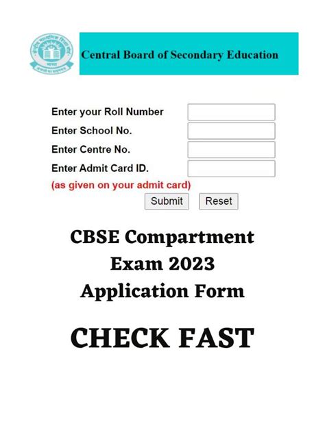 Cbse Compartment Exam Class Th Th Application Form Rojgar