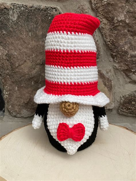 10 Crochet Gnome Cat Costume Stripe Hat Decor Handmade Etsy