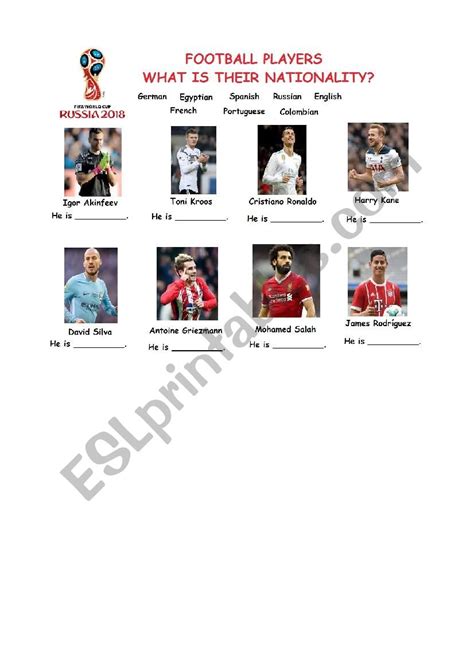 Football players´ nationalities - ESL worksheet by lia7891