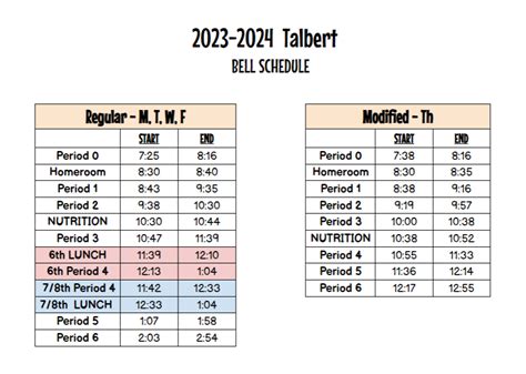 Talbert Middle School Calendar - Farah Chrystal