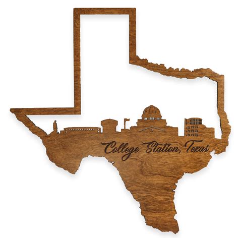 College Station Skyline Wall Hanging Sign