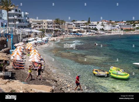 Hersonissos beach, Crete, Greece Stock Photo - Alamy