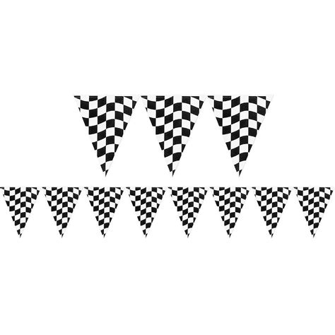 Black And White Checkered Pennant Banner 12ft X 10 34in Party City