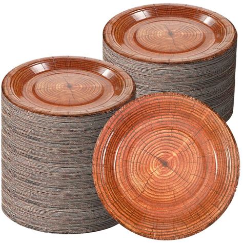 Umigy Pack Wood Grain Party Supplies Inch Wood Grain Paper Plates