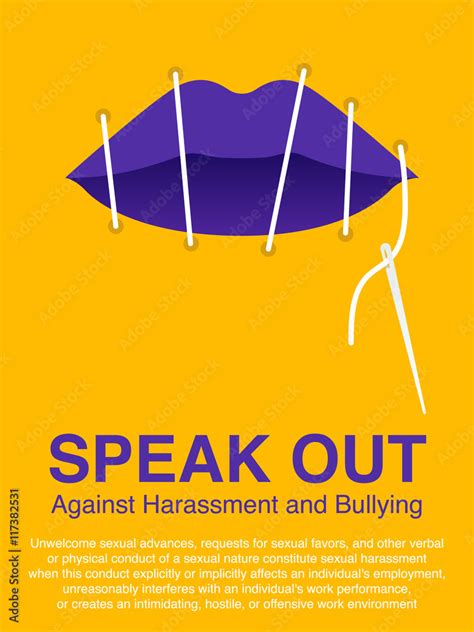 Lip Sewing Of The Woman Mouth Sexual Harassment Stop Violence Against