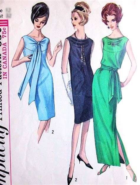 1960s Lovely Evening Cocktail Dress Pattern Simplicity 5704 Two Lengths