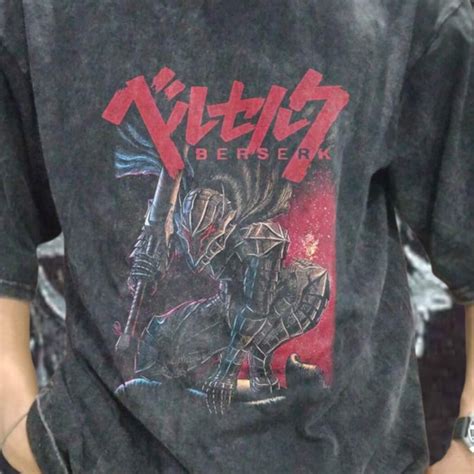 Vintage Berserk Anime Oversized Shirt Kaos Anime Guts Oversized Wash