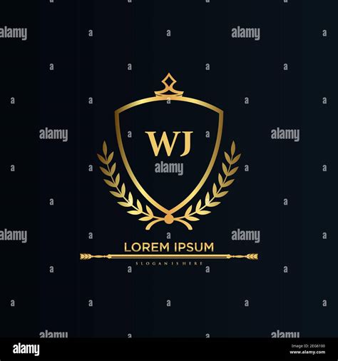 WJ Letter Initial With Royal Template Elegant With Crown Logo Vector