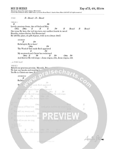 He Is Here Chords PDF (Austin Stone Worship) - PraiseCharts