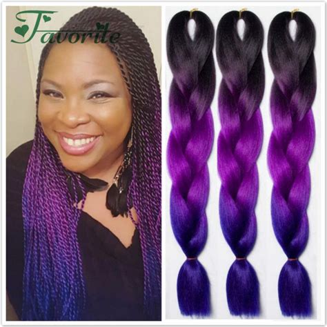 3 Tone Ombre Braiding Hair Kanekalon Jumbo Braids Fashion Synthetic Hair Extension Purple