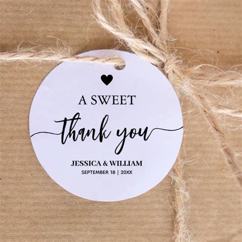 Calligraphy A Sweet Thank You Wedding Favor Classic Round Sticker Zazzle