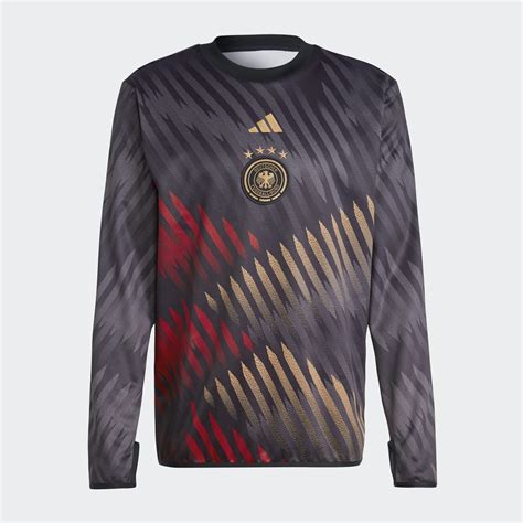 Germany Adidas Pre Match Warm Top Black Grey Six Team