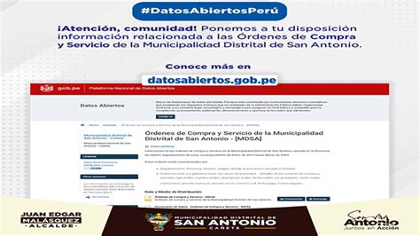 Municipalidad Distrital De San Antonio Publica Datos Abiertos Sobre Las