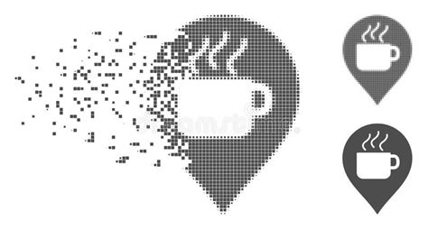 Dissolving Pixel Halftone Coffee Cup Marker Icon Stock Vector