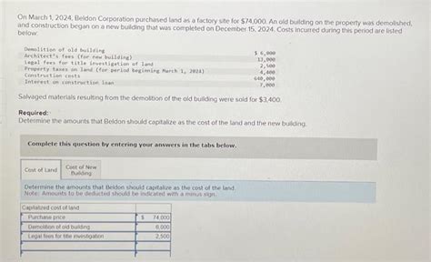 Solved On March Beldon Corporation Purchased Land Chegg