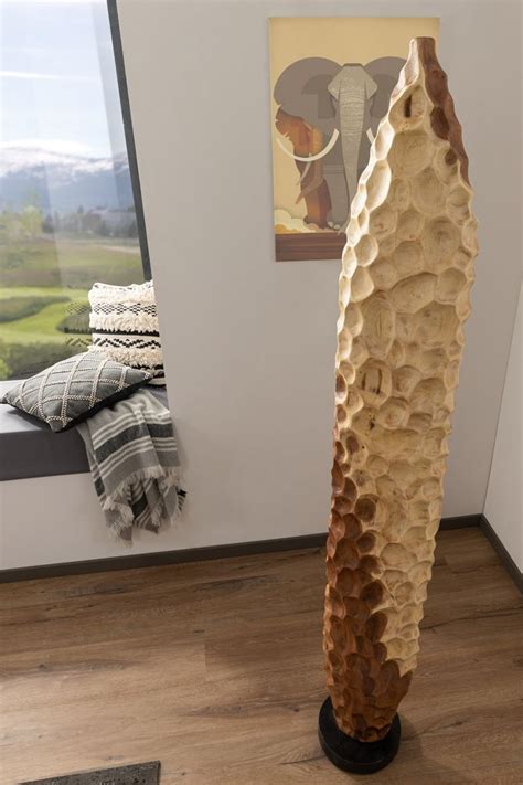 Dekosäule Skulptur Suar 30x30x150 natur lackiert UNIKA #176 | Massiv ...