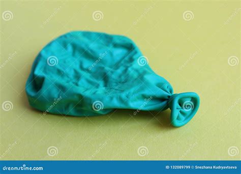 The Holiday Is Over The Airy Green Balloon Is Swollen Stock Image