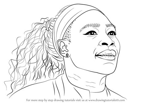 draw serena williams tennis players step  step