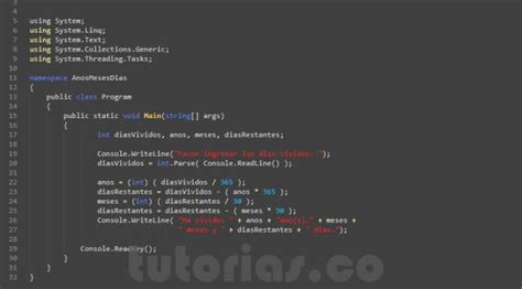 operadores visualStudio c año meses y días vividos Tutorias co