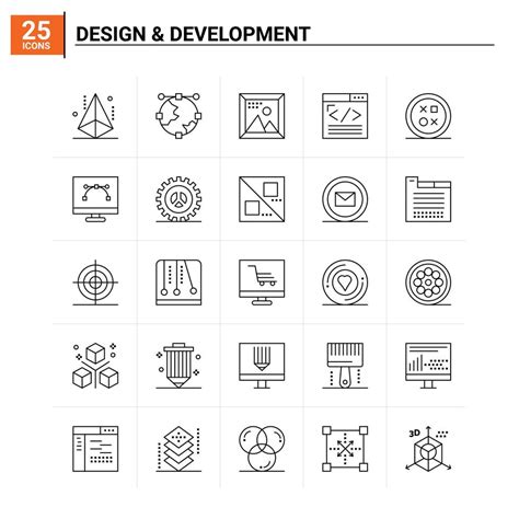 25 Design Development icon set vector background 15502796 Vector Art at Vecteezy