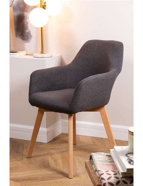 Chaise de salle à manger scandinave CLO avec accoudoirs en tissu