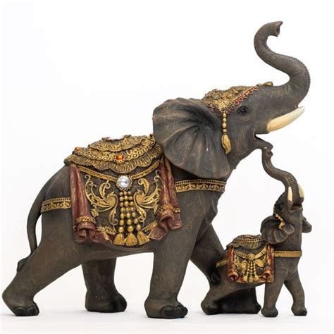 Dalax Accents Natural Color Elephant Statue With Upward Facing