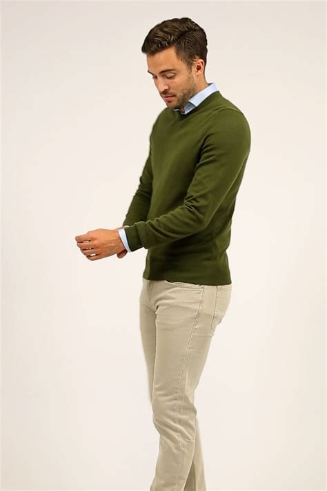 Suitable Merino Pullover V Hals Olijfgroen Mri V Kl Olive