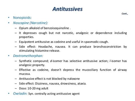 Cough suppressants & expectorants