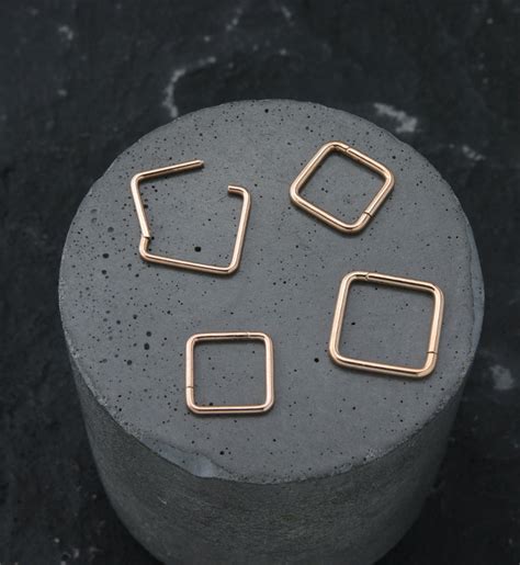 Rose Gold PVD Square Titanium Hinged Segment Ring | UrbanBodyJewelry.com