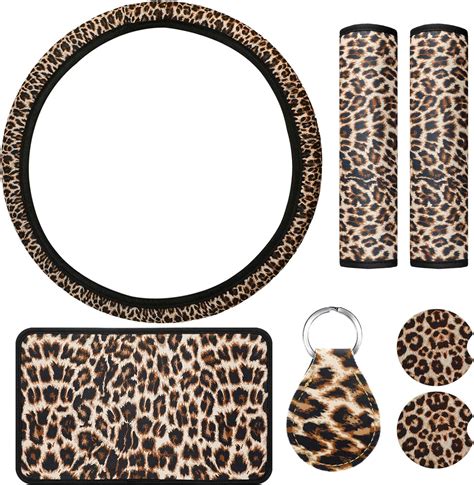 Amazon 7 Pieces Leopard Print Car Accessories Set Leopard