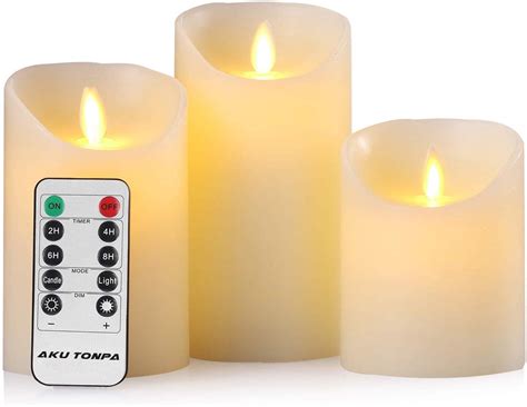 Flameless Candles Battery Operated Pillar Real Wax Flickering Moving