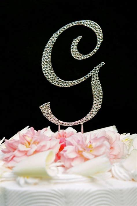 Amazon Swarovski Crystal Monogram Wedding Cake Topper Large Letter