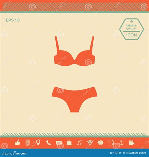 Set Of Lingerie Or Swimsuit Two Piece Bikini The Silhouette Menu Item In The Web Design Stock