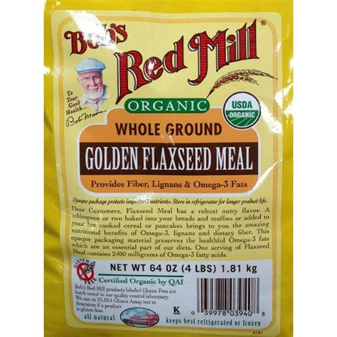 64oz Organic Whole Ground Golden Flaxseed Meal Bob S Red Mill 4 Pounds Total