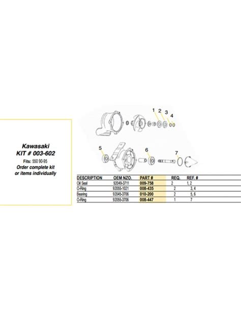 Kit réparation turbine Kawasaki 550 sx jet pump repair kit WSM 003 602