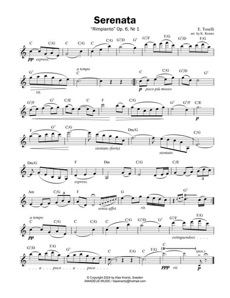 Serenata Rimpianto Op 6 Lead Sheet Guitar Chords C Major By Enrico