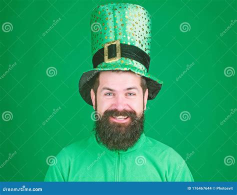 Lets Get Lucky On St Patricks Day Happy Bearded Man Celebrating Saint