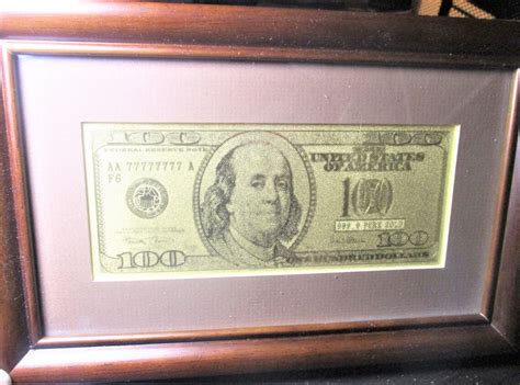 Gold 100 Dollar Bill In Wooden Frame Real Gold Etsy