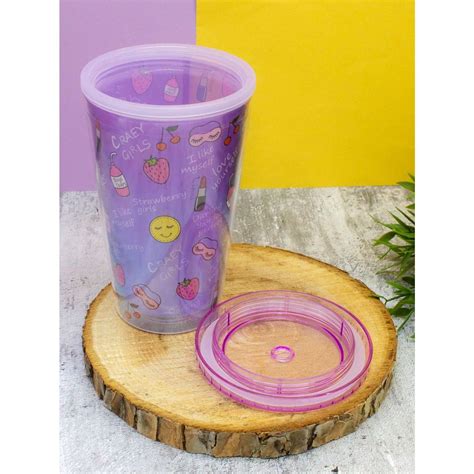 Стакан с трубочкой и крышкой iLikeGift Sleeping mix purple 450 мл ...
