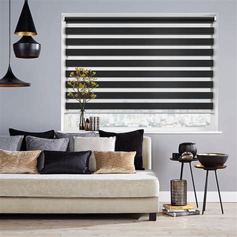 Ashby Jet Black Day Night Blinds Made To Measure Vision Blinds