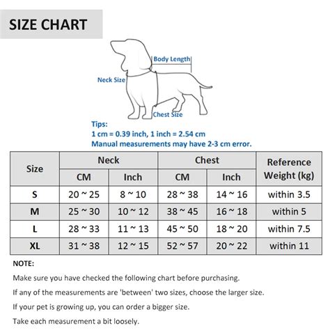 simplefootage: Dog Clothes Size Chart By Weight