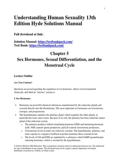 Understanding Human Sexuality 13th Edition Hyde Solutions Manual 1 Pdf Menstrual Cycle