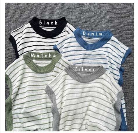 Vest Blaster Rajut Knit Vest Rompi Salur Garis Strip Korean Lazada