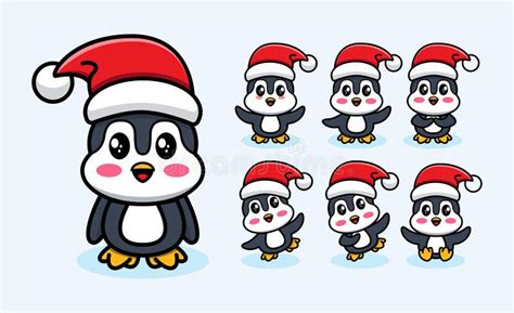 Adorable Conjunto De Ilustraciones Adorables Y Adorables Pingüino Con