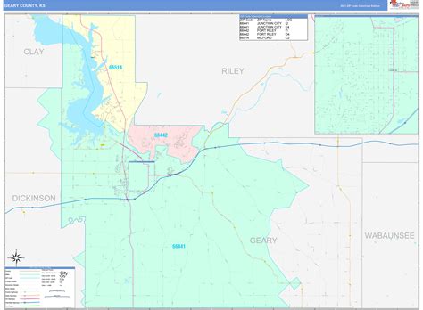 Geary County Ks Wall Map Color Cast Style By Marketmaps