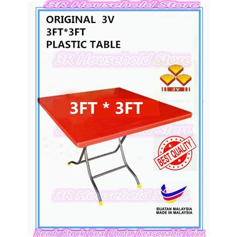 3V Square Plastic Table 2x3 3x3 Folding Table Meja Lipat