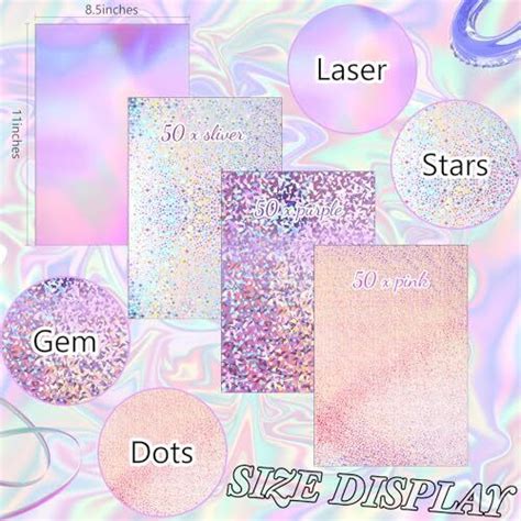 Sheets Metallic Holographic Card Stock Shiny Glitter Cardstock