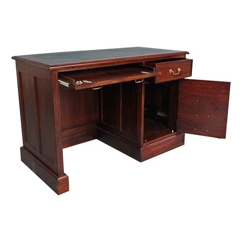 Solid Mahogany Home Office Pedestal Computer Desk Reproduction Design